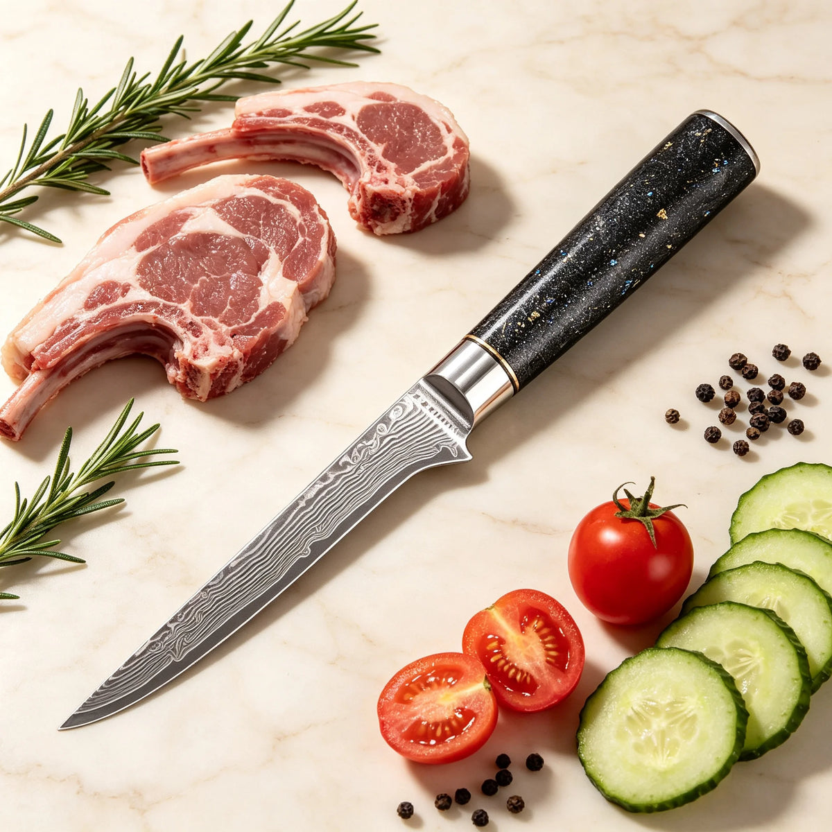 Damascus Steel 67-Layer Boning Knife – Sharp Chef Blade Damascus Boning Knife Axl
