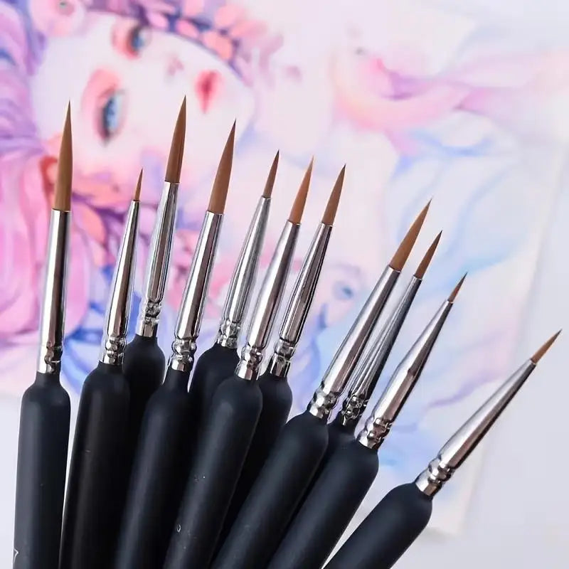 11 Micro Detail Brushes – Weasel Hair for Acrylic, Oil & Nail Art Micro Detail Brushes Axl