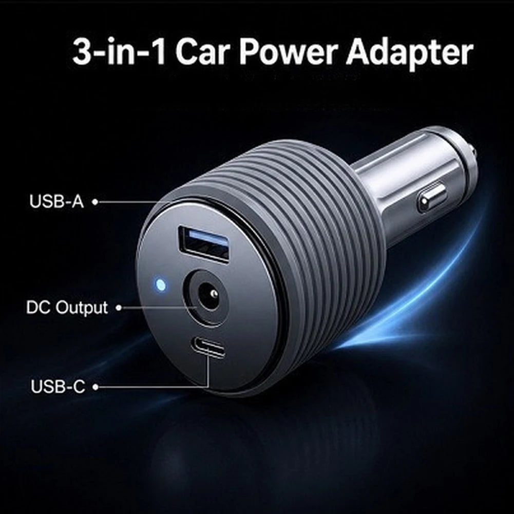 3-in-1 Car Outlet Adapter 105W USB-C PD, USB-A & DC Car Power Adapter Axl China Mainland