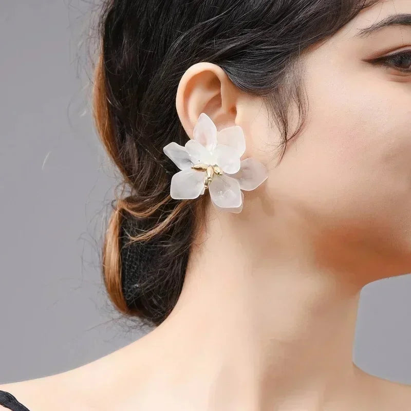 Acrylic Flower Drop Earrings – Bold Statement Fashion Jewelry Drop Earrings Axl