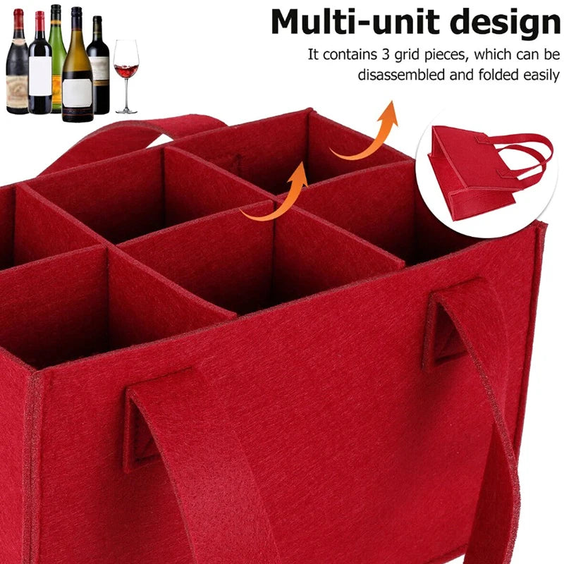 Foldable 6-Bottle Wine Carrier Bag – Waterproof Travel Tote Wine Bottle Carrier Axl
