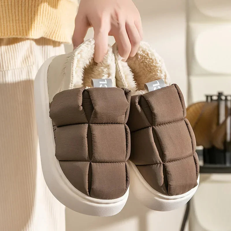 Women's Winter Plush Slippers – Warm Non-Slip Furry House Slides Winter House Slippers Axl Coffee 42-43