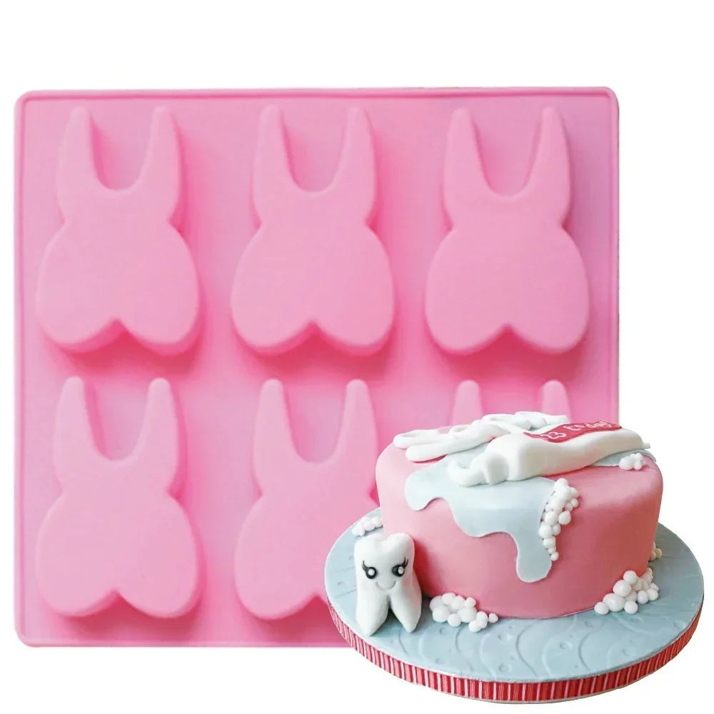 6-Cavity Tooth Silicone Mold – Chocolate, Candy, Soap & More Silicone Baking Mold Axl