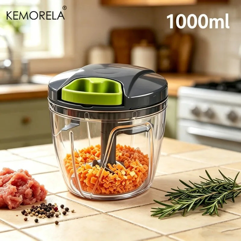 KEMORELA Manual Food Chopper – Pull String Garlic & Veg Cutter Manual Food Chopper Axl 1000ML