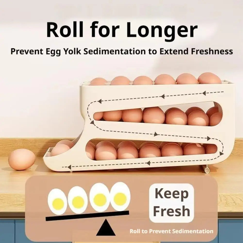 3-Tier Automatic Egg Roller Organizer – Holds 60 Eggs Egg Storage Organizer Axl