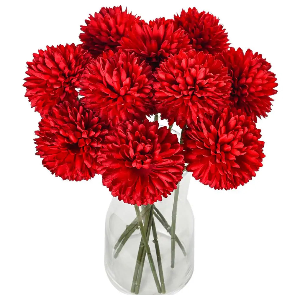 Silk Artificial Dandelion Hydrangea Flowers | Wedding & Home Décor Artificial Silk Flowers Axl Red 20 pcs