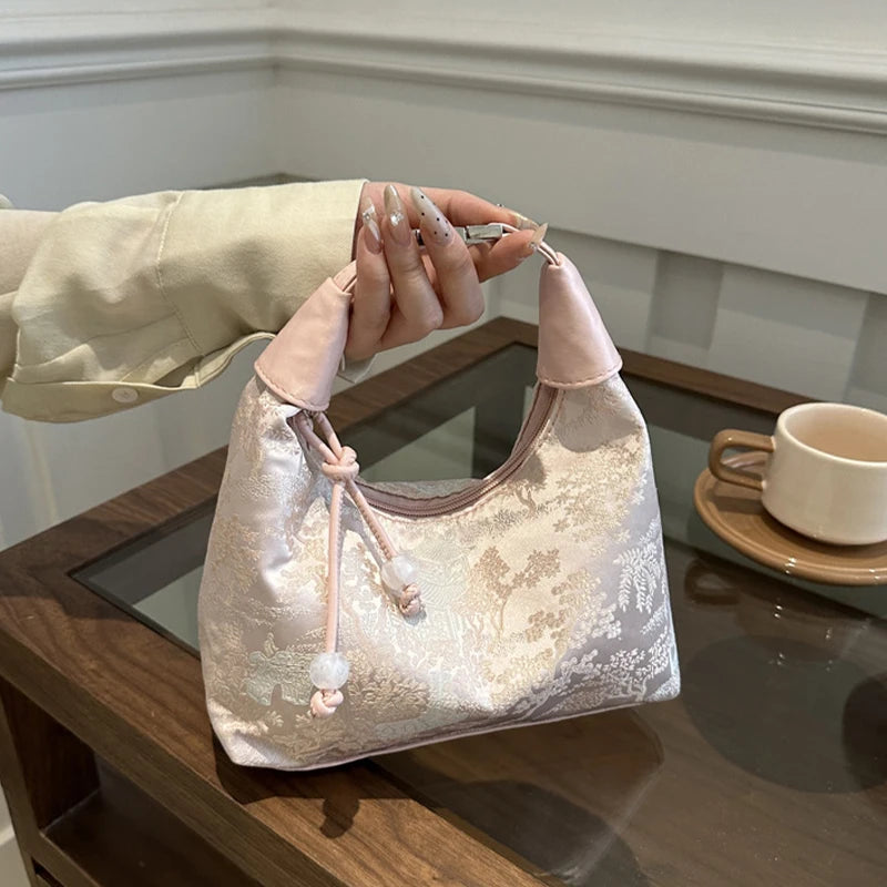 Chinese Embroidery Canvas Tote Bag | Women's Shoulder Crossbody Embroidery Canvas Handbag Axl