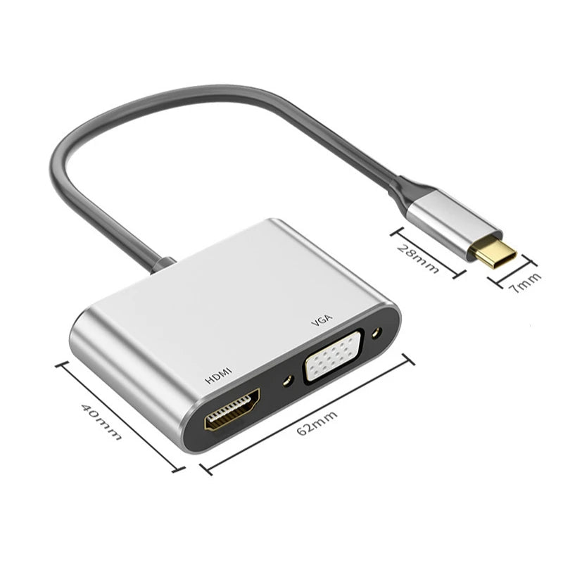 USB-C to HDMI & VGA Multiport Adapter | 4K, PD, USB 3.0 USB-C Multiport Adapter Axl