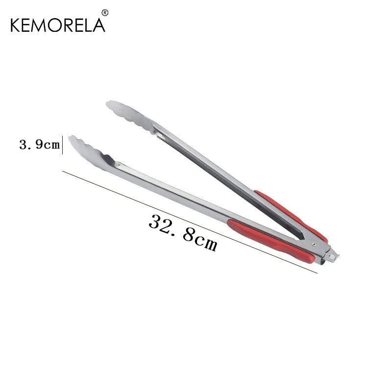 Silicone BBQ Tongs – Stainless Steel Kitchen Serving Clip Kitchen Serving Tongs Axl