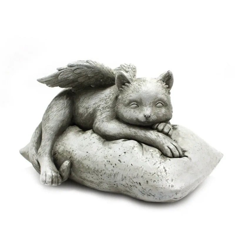 Resin Angel Dog & Cat Memorial Statue | Garden Butterfly Sculpture Garden Memorial Statue Axl
