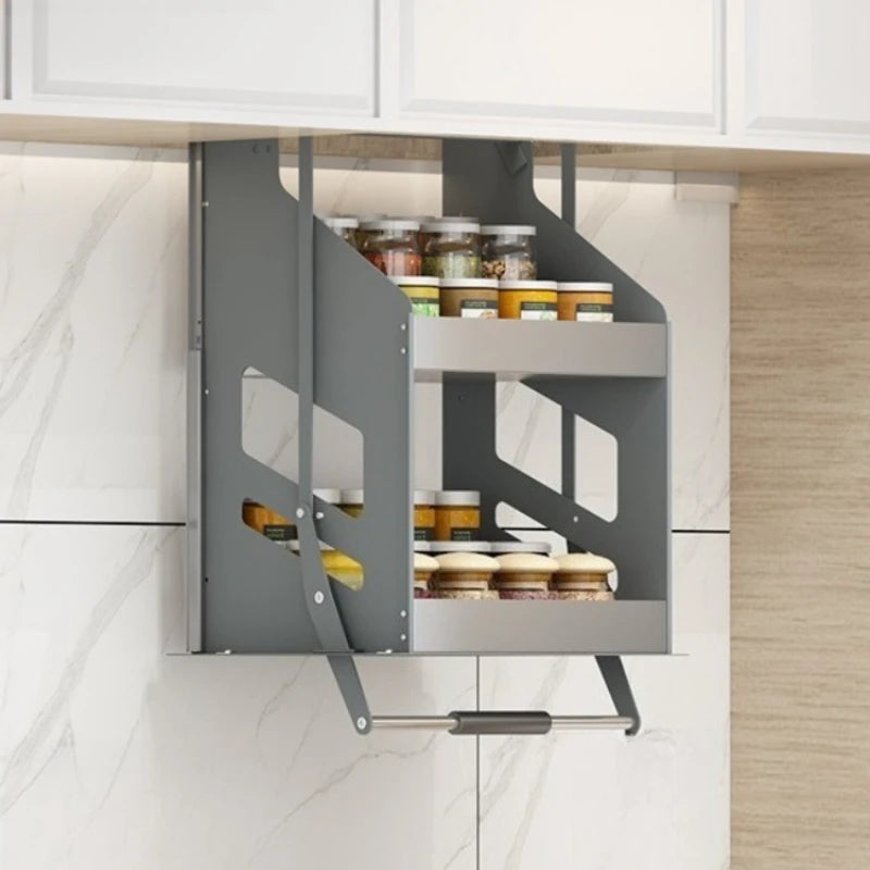 Pull-Down Wall Cabinet Lifting Storage Rack | Kitchen Shelf Cabinet Storage Rack Axl