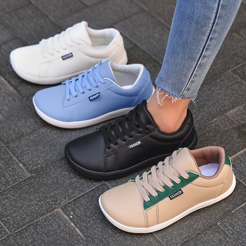 Women's Wide Barefoot Minimalist Sneakers – Lace-Up Flat Shoes Barefoot Sneakers Axl