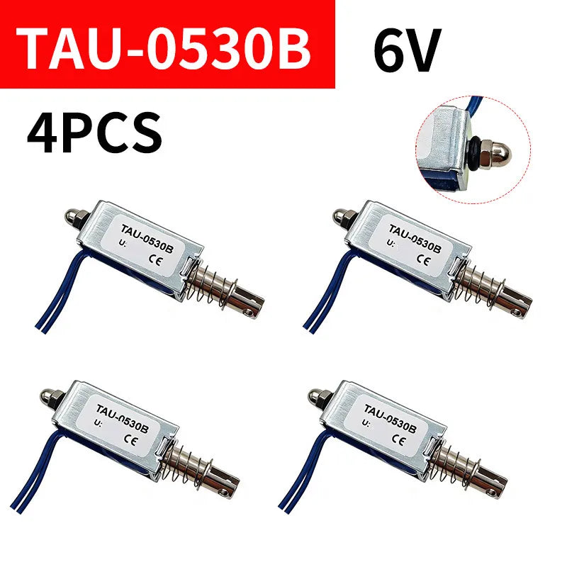 4Pcs TAU-0530 Open Frame Solenoid Electromagnet DC 6V/12V/24V Solenoid Electromagnet Axl 0530B 6V 4pcs