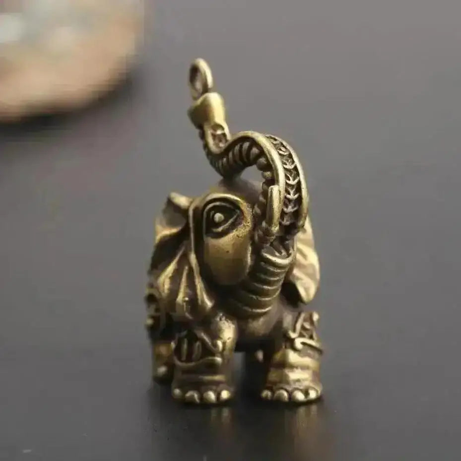 Brass Elephant Keychain – Retro Copper Animal Charm Key Ring Animal Charm Keychain Axl