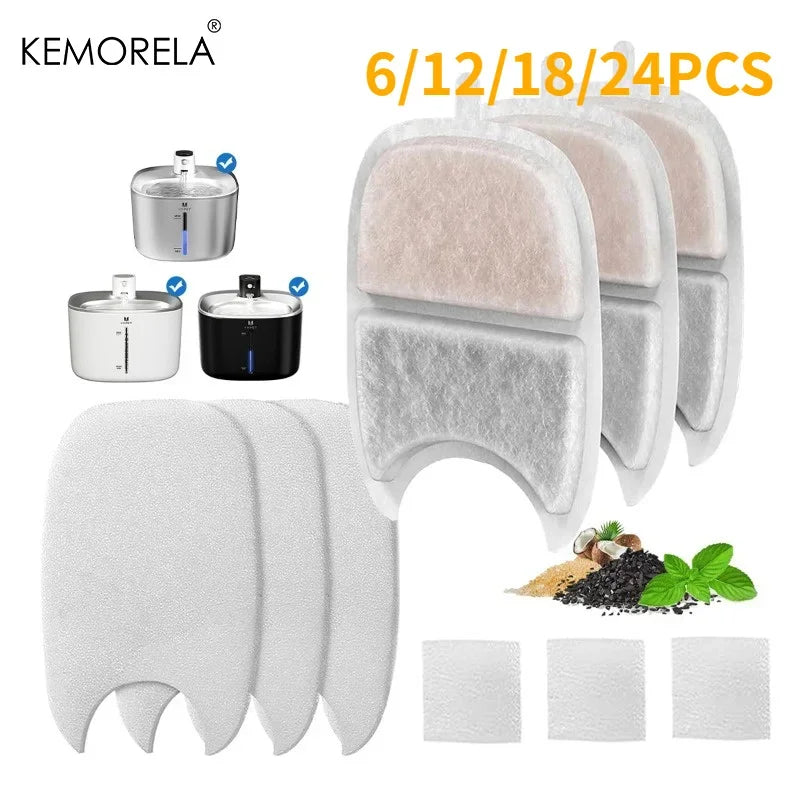 KEMORELA Pet Fountain Filter Sponges – 6 to 24 PCS Replacement Fountain Filter Sponge Axl
