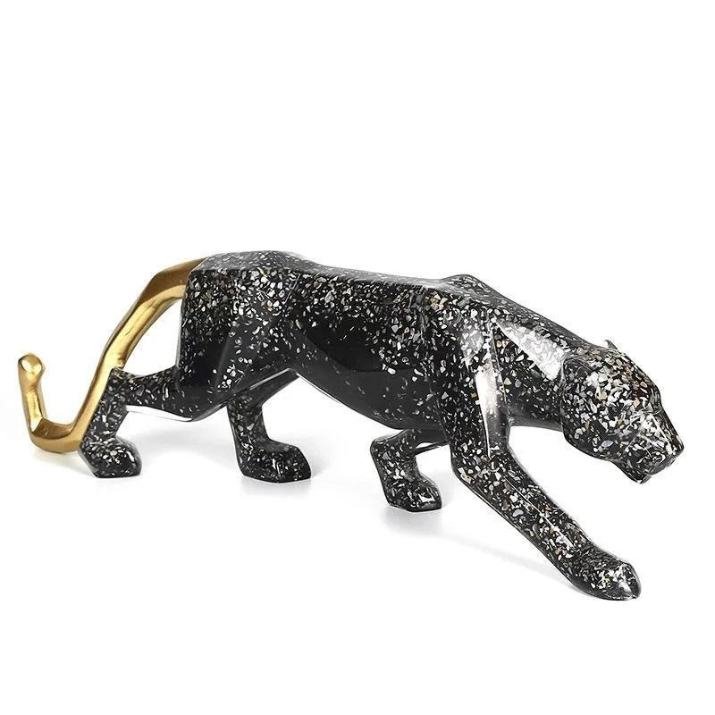 Nordic Resin Leopard Sculpture | Lucky Animal Office Décor Gift Resin Animal Sculpture Axl black
