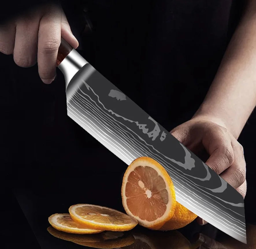 InLeung Damascus-Pattern Chef Knife – Sharp Stainless Steel Chef Kitchen Knife Axl