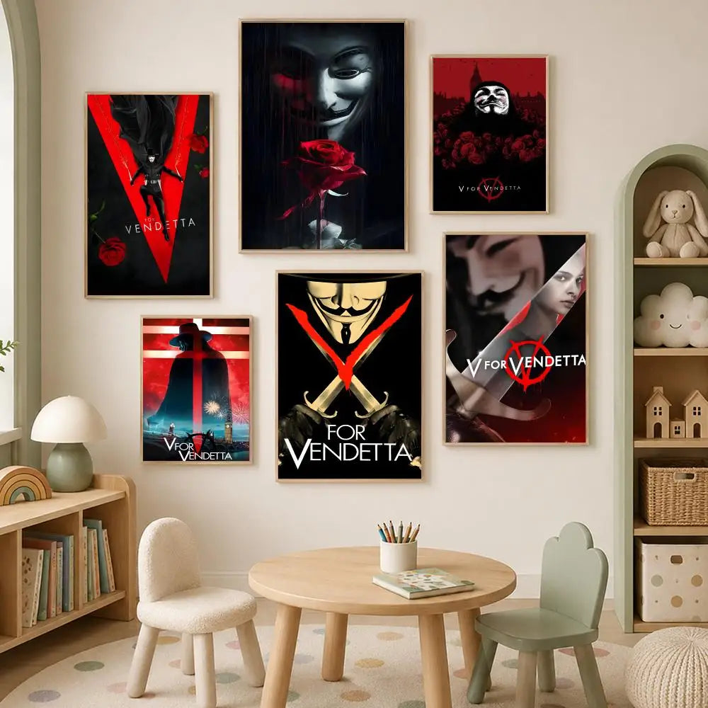 V for Vendetta Self-Stick HD PVC Wall Poster – Waterproof Wall Art Poster Axl