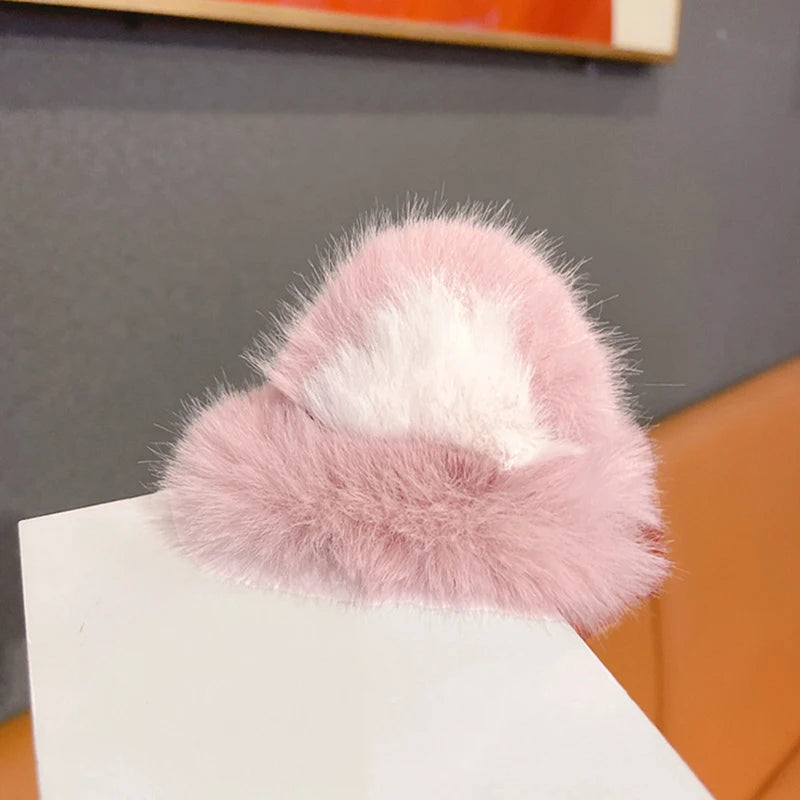Girls Fluffy Cat Ear Hairpin – Cute Cartoon Bang Clip Hair Clip Axl Pink