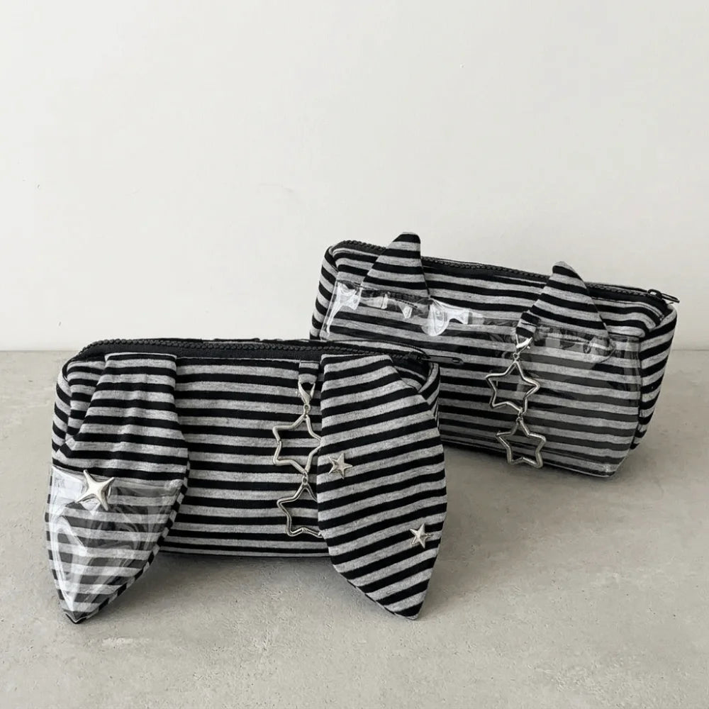 Large Capacity Striped Pencil Case – Rabbit Ear Pouch Pencil Case Axl