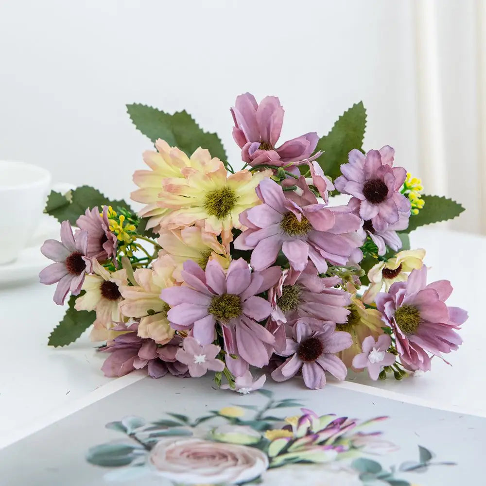 Silk Artificial Daisy Flowers – Wedding & Home Decor Bouquet Artificial Flower Bouquet Axl colour8 2pcs
