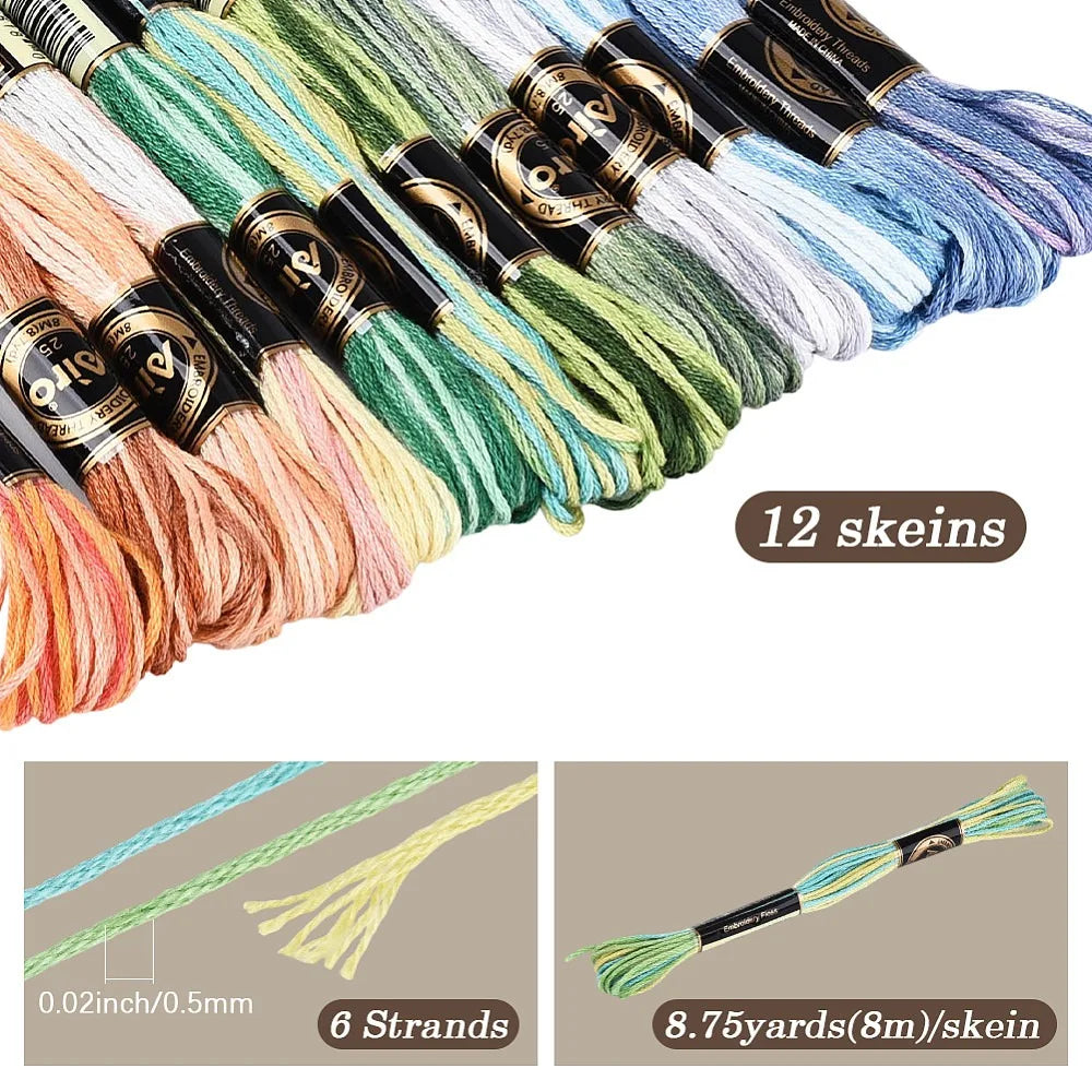 105 Yards Variegated Embroidery Floss – 6 Ply Gradient Thread Set Embroidery Floss Set Axl