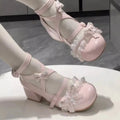 Pink Mary Jane Chunky Heels – Bowknot Square Heel Pumps Mary Jane Pumps Axl pink 35