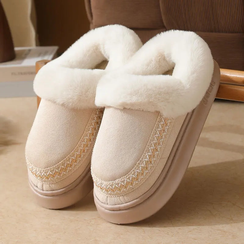 Winter Plush Slip-On Slippers – Warm Indoor Outdoor House Shoes Winter Plush Slippers Axl Khaki 40-41