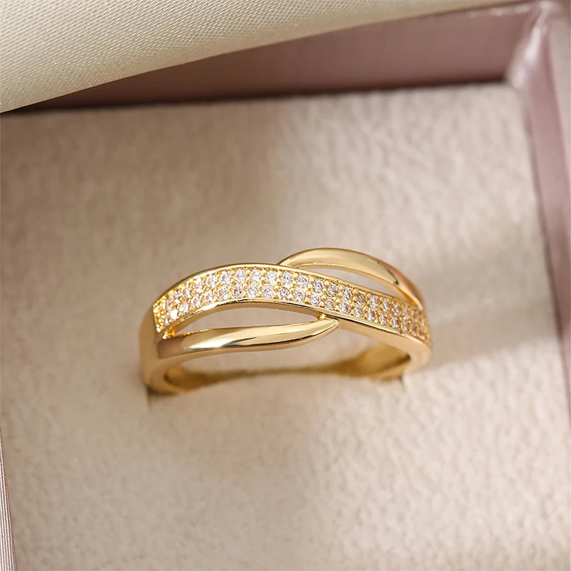 Huitan CZ Eternity Band Ring for Women | Wedding & Party CZ Fashion Ring Axl