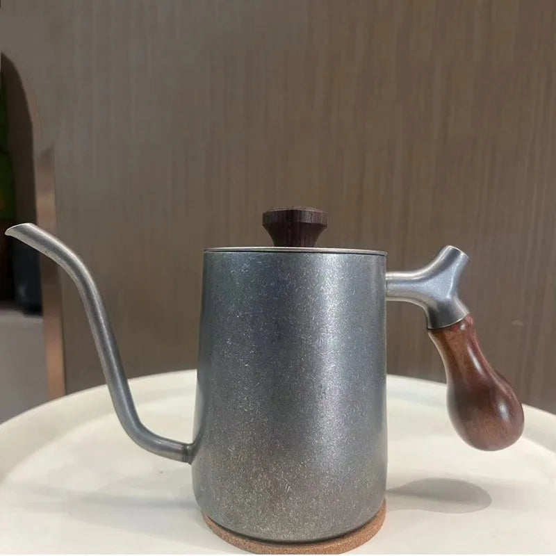 Vintage Stainless Steel Coffee Pot – 1L Wooden Handle Teapot Coffee & Tea Pot Axl