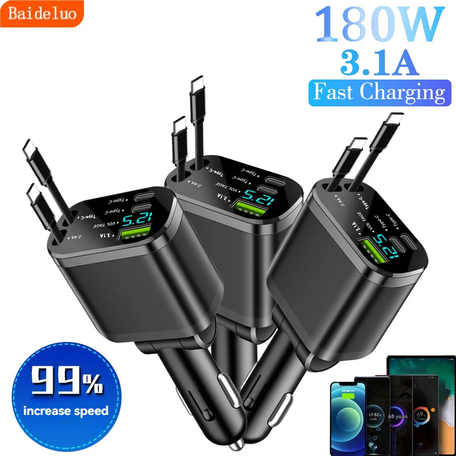 120W 5-in-1 Car Charger – Dual USB-C Fast Charging Car Fast Charger Axl