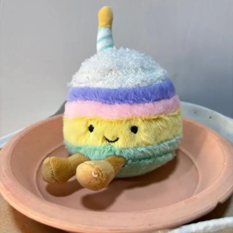 Kawaii Cake Plush Keychain – Cute Birthday Dessert Pendant Plush Keychain Charm Axl