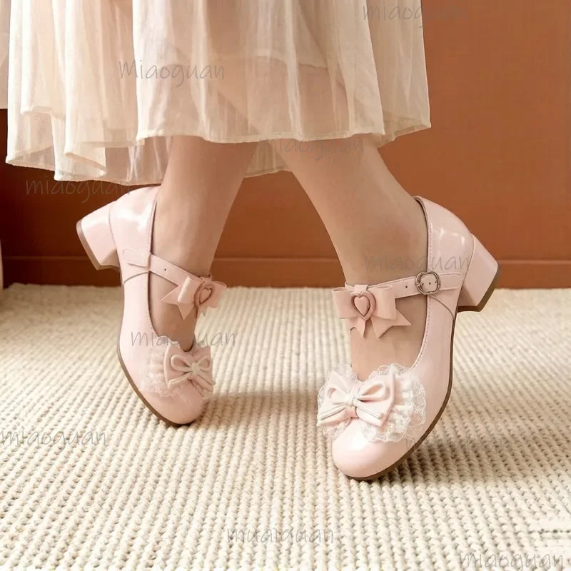 Lolita Lace Bow Mary Jane Flats – Women's Sweet Ballet Shoes Mary Jane Flats Axl