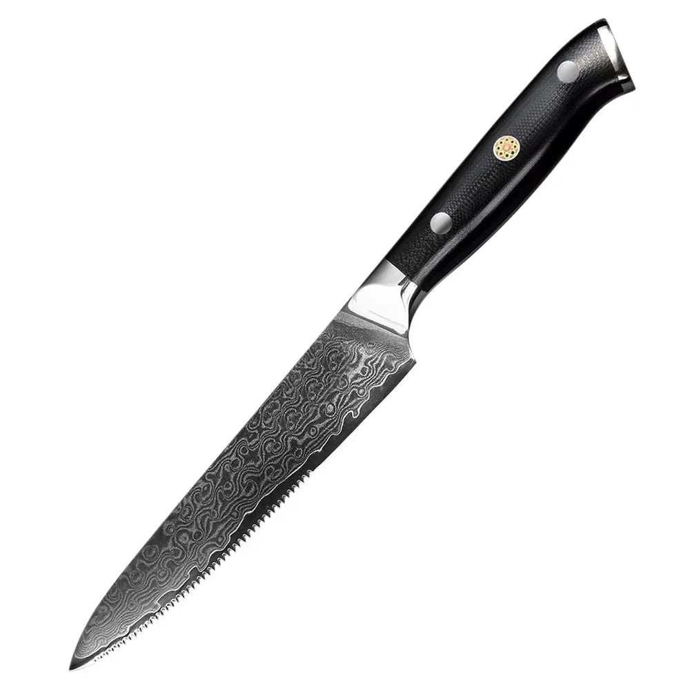 Damascus Steel Steak Knife Set – 67-Layer G10 Handle 1/2/4 Pc Steak Knife Set Axl 1PCS