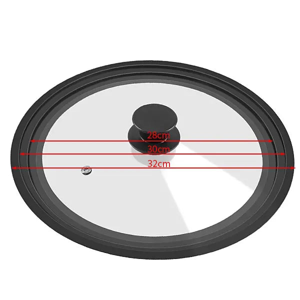Universal Silicone Glass Lid for Pans & Skillets 16–32cm | PGY Cookware Lid Axl Black 28-30-32cm