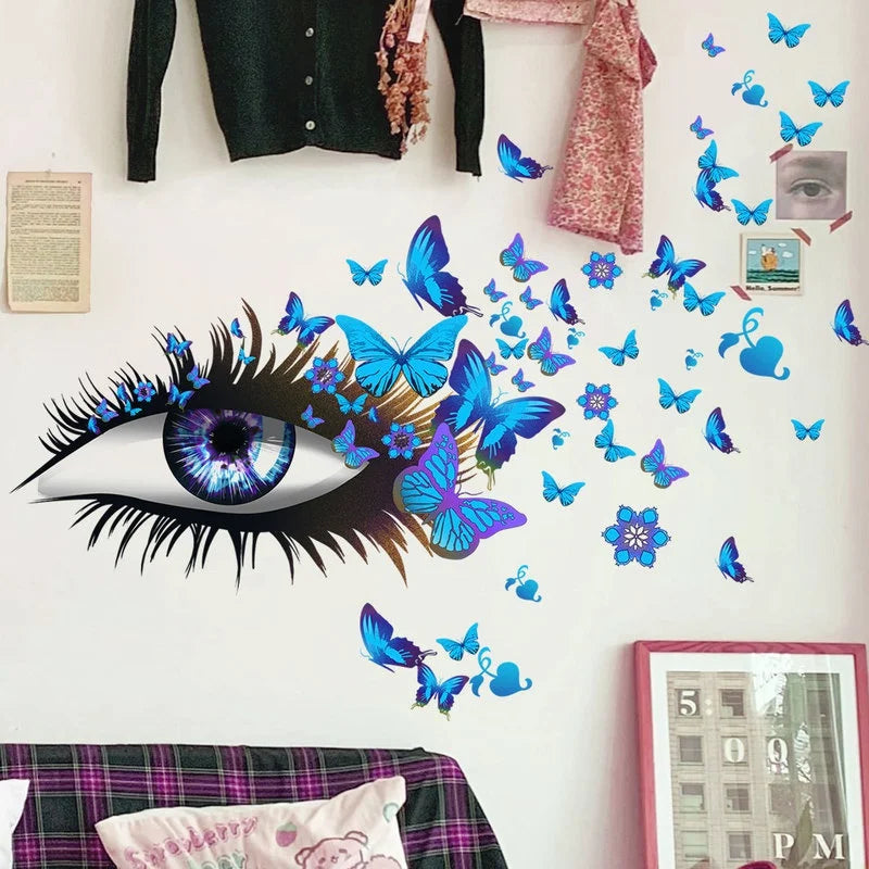Girl Eyes & Butterfly Wall Decals – Bedroom Wall Stickers Wall Decal Sticker Axl
