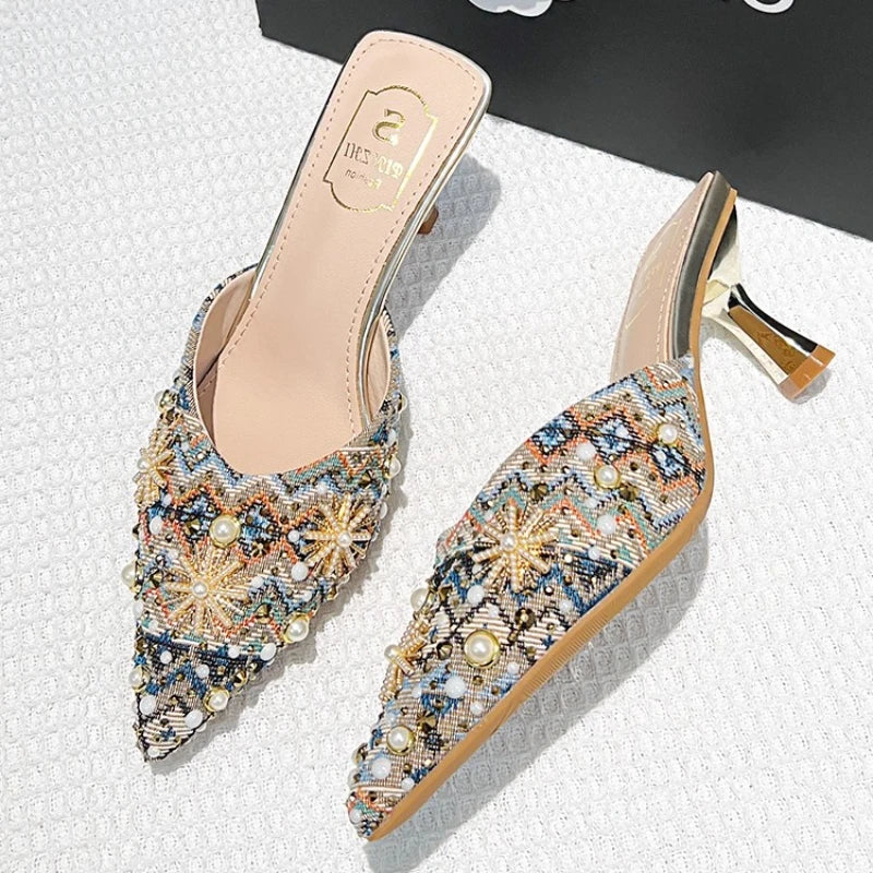 Women's Rhinestone High Heel Slippers – Bridal Wedding Shoes High Heel Slippers Axl multicolor 43