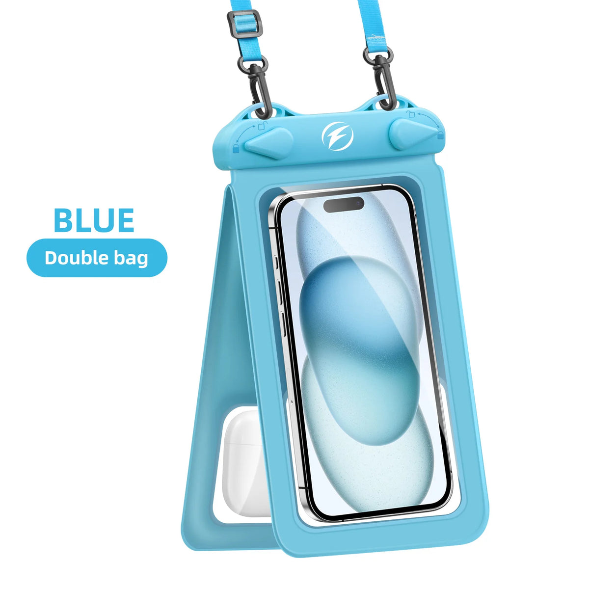 Waterproof Phone Pouch Double Seal Underwater Case – 7.7in Waterproof Phone Pouch Axl Blue