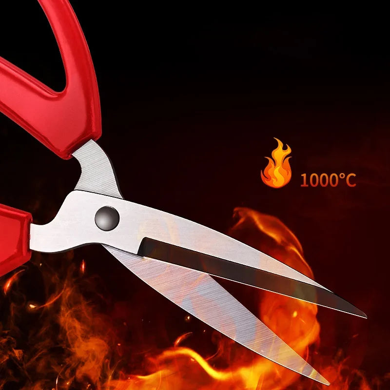 Stainless Steel Multifunctional Kitchen Scissors – Red Handle Kitchen Scissors Axl