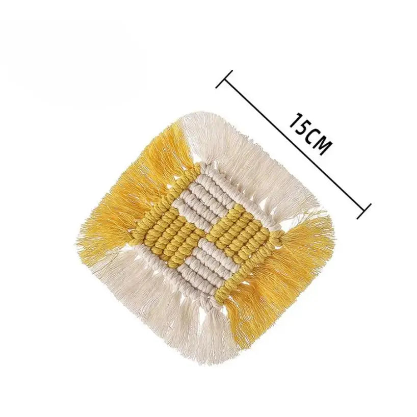 Macrame Woven Placemats & Coasters – Handcrafted Cotton Mats Macrame Placemat Axl