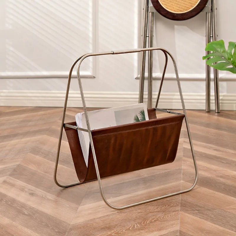 Nordic Leather & Steel Folding Shelf Organizer | Storage Rack Folding Storage Shelf Axl