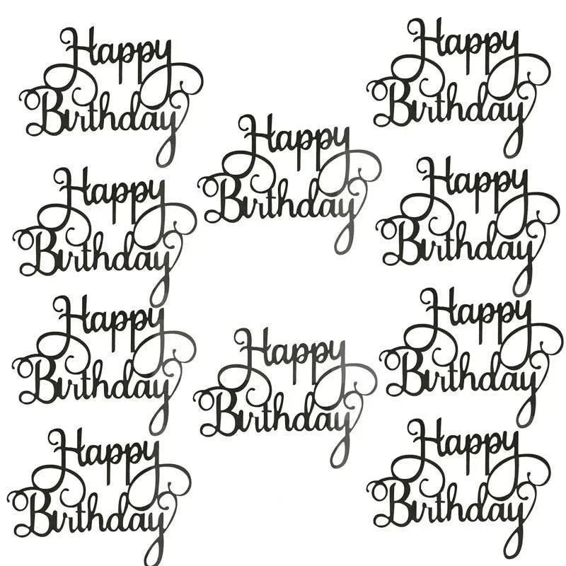 Happy Birthday Cake Toppers – DIY Letter Decor 10/20pc Set Cake Topper Set Axl Black 10Pcs