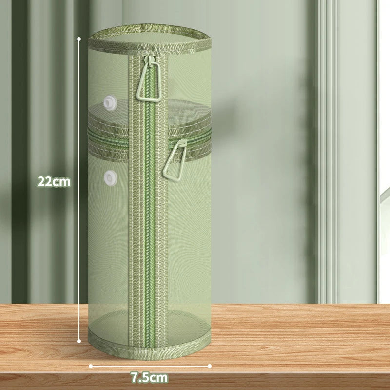 Mesh Makeup Brush Bag – Stand-Up Travel Brush Holder Case Makeup Brush Bag Axl Green