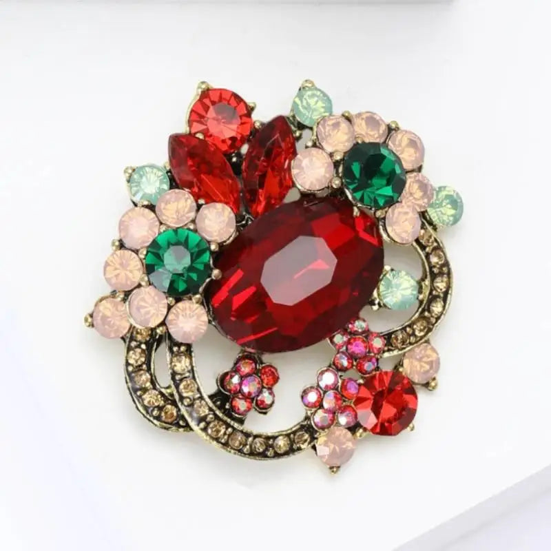Crystal Flower Brooch – Elegant Floral Pin for Women Crystal Brooch Pin Axl