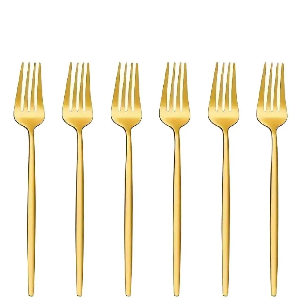 6-Piece Golden Stainless Steel Fork Set – Dishwasher Safe Dinner Fork Set Axl 6pcs
