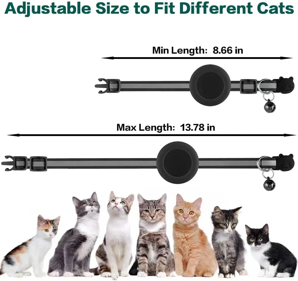 Breakaway Cat Collar with AirTag Holder, Bell & Reflective Strip Cat Collar Axl