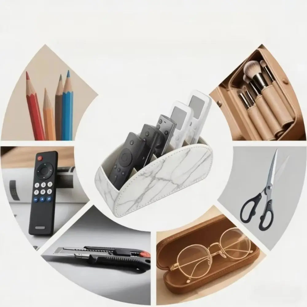 PU Leather Remote Control Holder & Desk Organizer Box Desk Organizer Box Axl