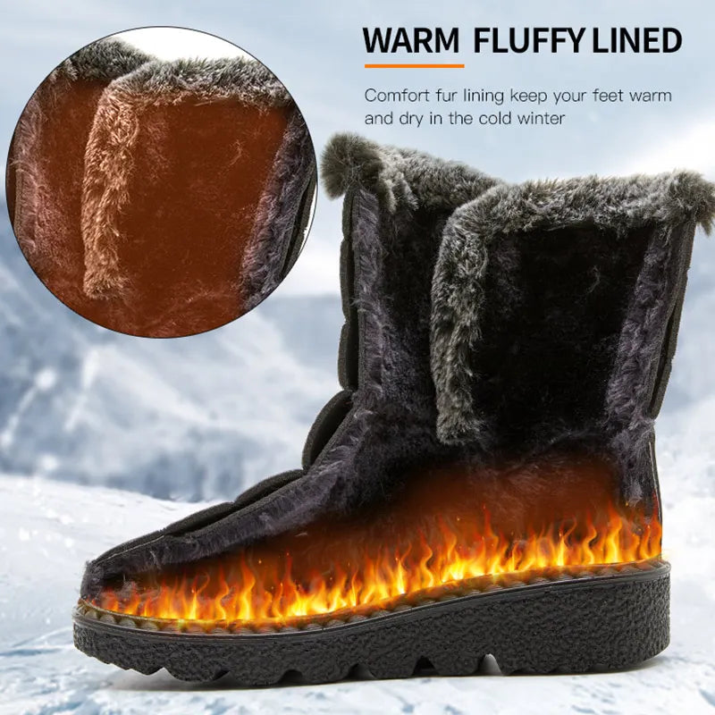 Women's Waterproof Fur-Lined Ankle Snow Boots | Low Wedge Women's Snow Boots Axl