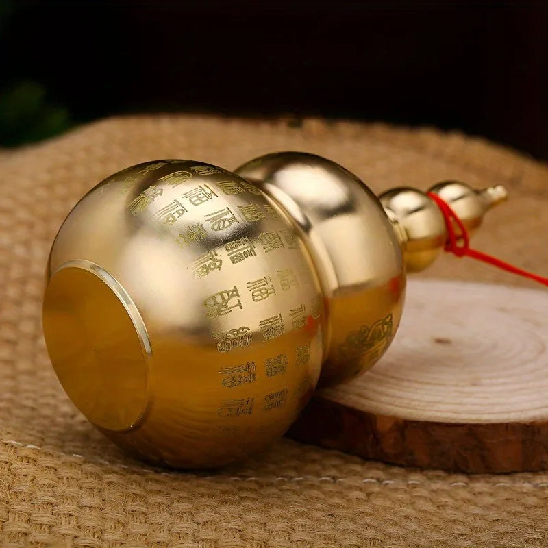 Brass Gourd Feng Shui Ornament with Tassel | Gold Decor Feng Shui Ornament Axl