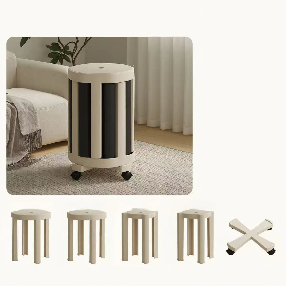Colorful Stackable Round Plastic Stool – Creative Home Seating Stackable Plastic Stool Axl white and black